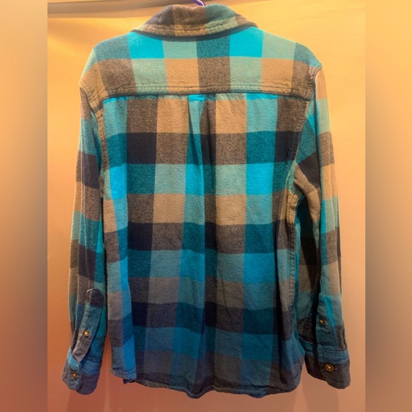 Boys Like New Blue and Black Button Down Flannel Size 8 - Picture 2 of 3